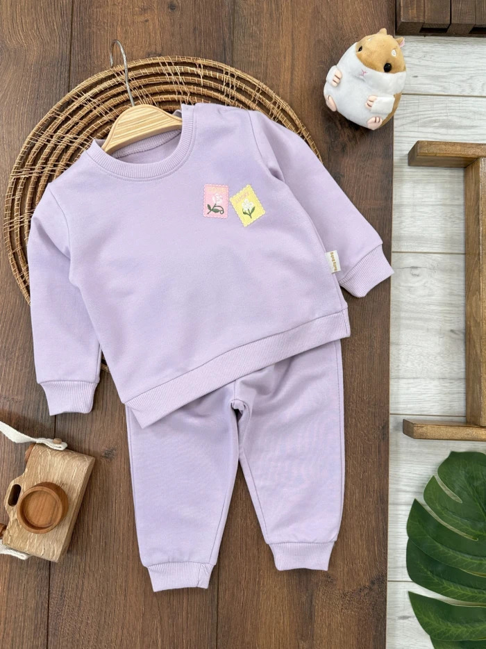 Pamuklu Mevsimlik Omuzdan Çıtçıtlı Bisiklet Yaka Kız Bebek Takım