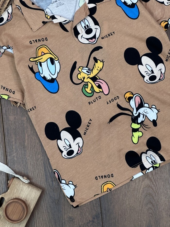 KISA KOLLU, PAMUKLU, MİCKEY DESENLİ, YAZLIK ERKEK ÇOCUK & BEBEK TSHIRT