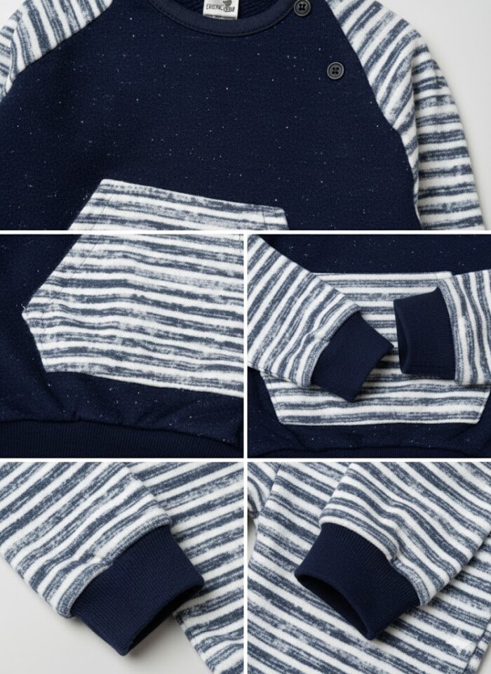 Pamuk Yumuşaklığında Çizgili Erkek Bebek Takım