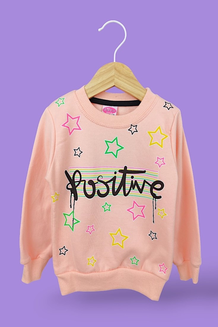 PEMBE RENK POSİTİVE YILDIZ DESENLI MEVSİMLİK SWEATSHIRT