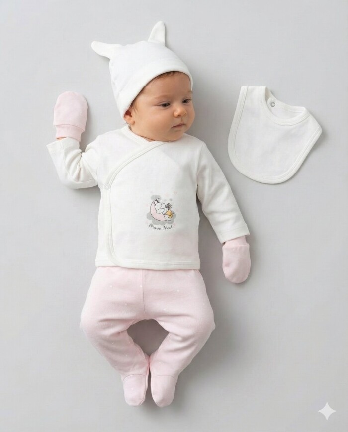 Pamuklu Sevimli Kız Bebek 5li Hastane Çıkışı