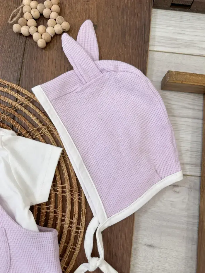 Çıçıtlı Zıbın ve Body Şapkalı Pamuklu Cepli 3lü Günlük Kız Çocuk Salopet Tulum