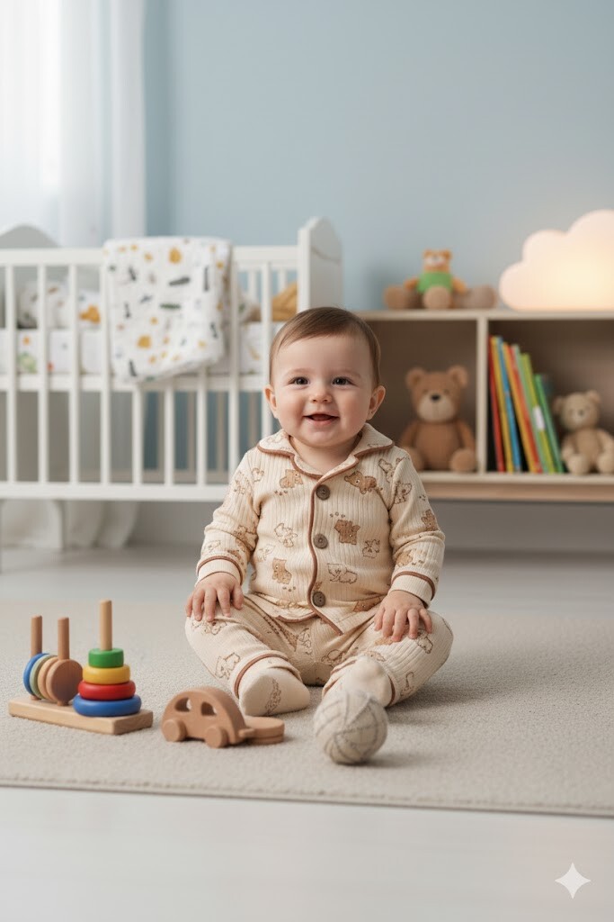 Pamuklu Ayıcık Detaylı 2li Pijama Takımı