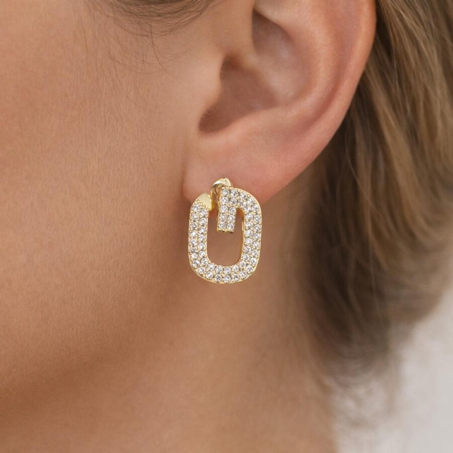 Gold Renk Taşlı Küpe 40