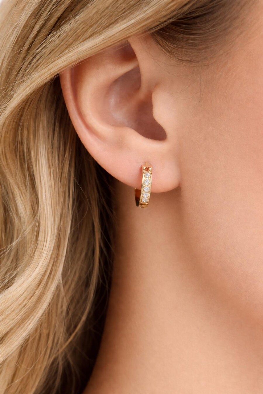 Mini Taşlı Gold Küpe 54