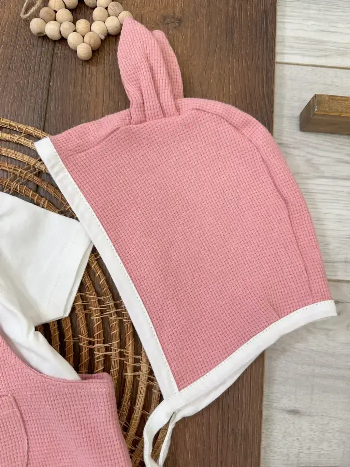 Çıçıtlı Zıbın ve Body Şapkalı Pamuklu Cepli 3lü Günlük Kız Çocuk Salopet Tulum