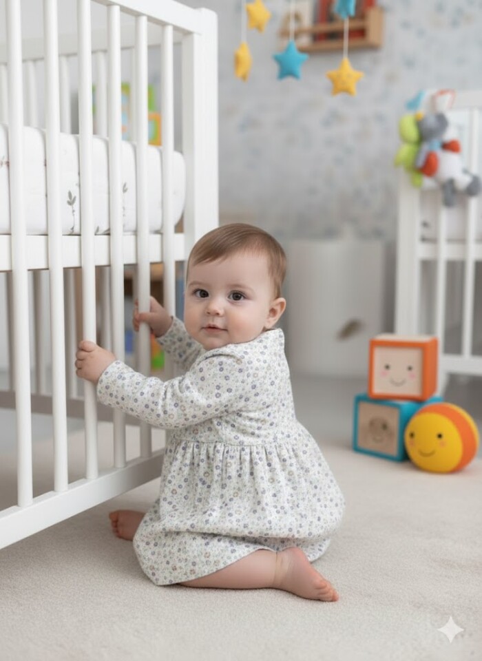 Organik Çiçek Desenli Kız Bebek Elbise