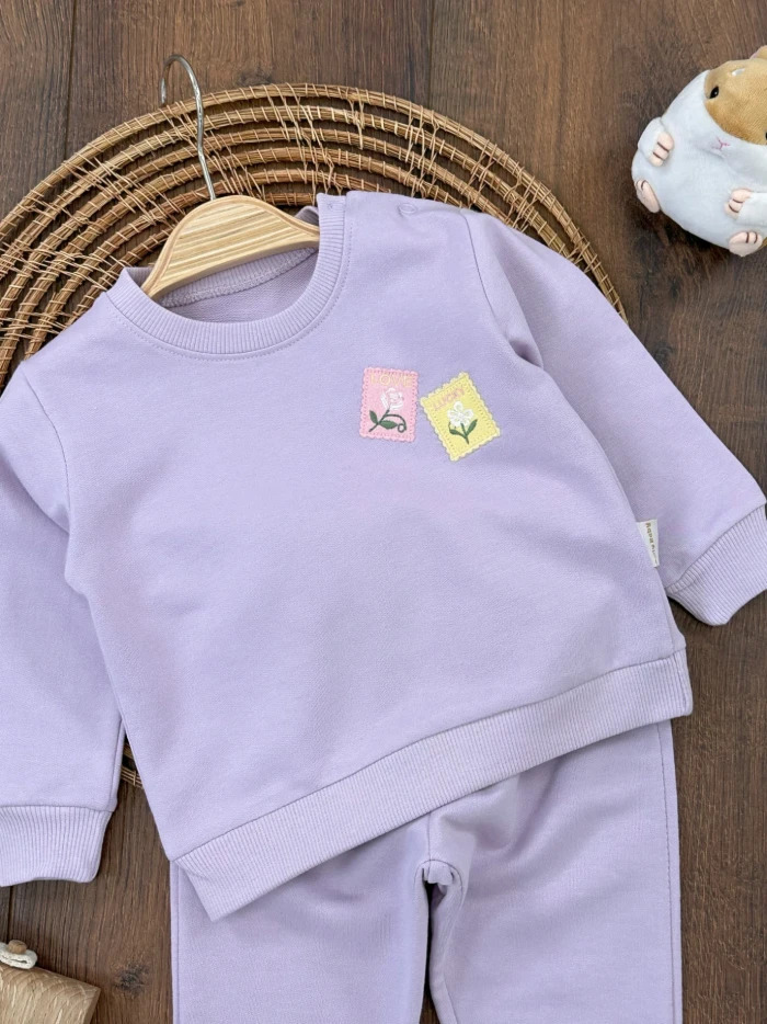 Pamuklu Mevsimlik Omuzdan Çıtçıtlı Bisiklet Yaka Kız Bebek Takım