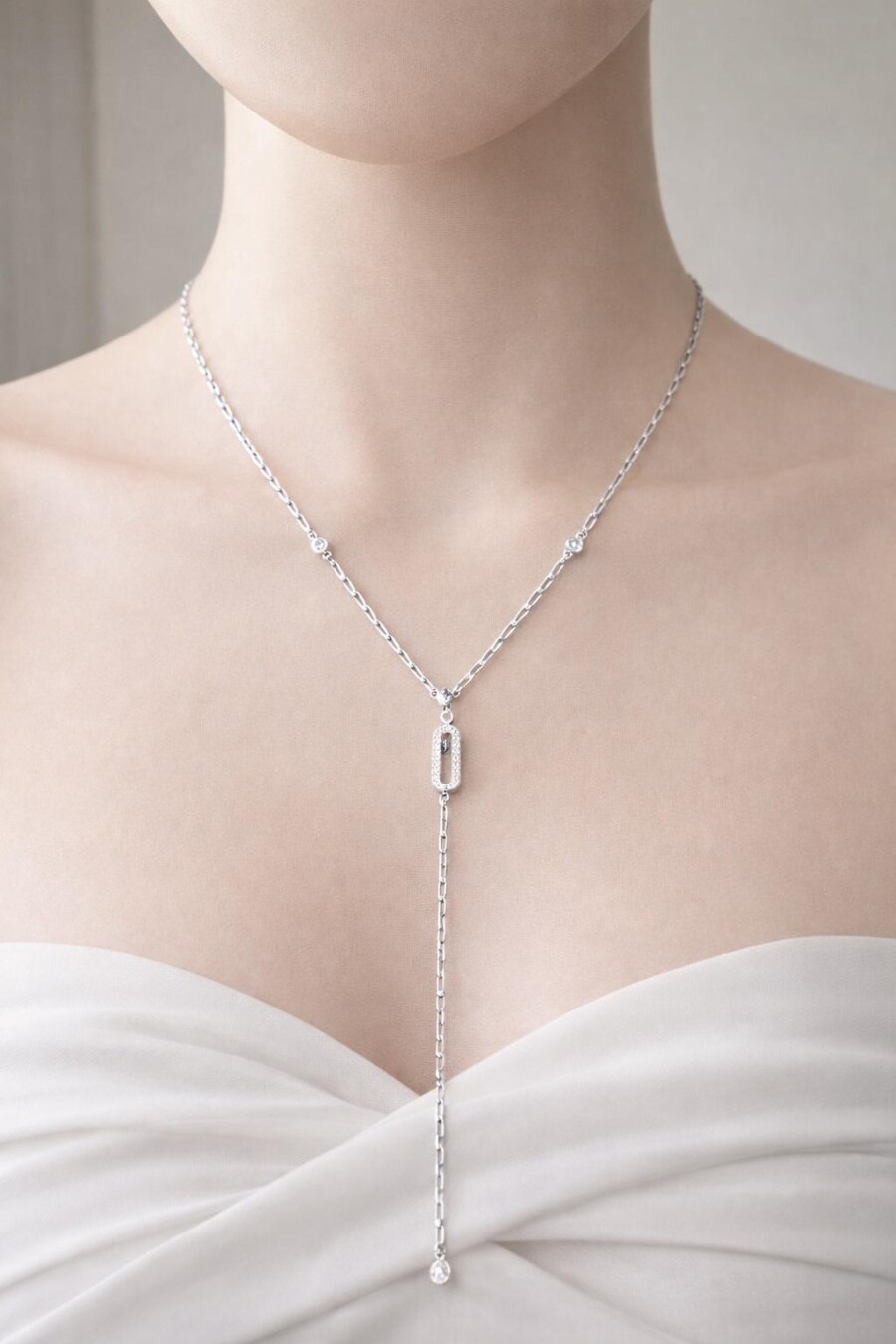 Altın Kaplama Baget Detaylı Gümüş Renk Y Kolye 109