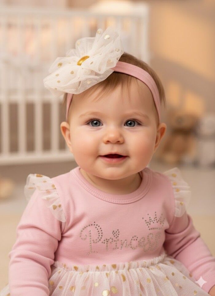 Pamuklu Prenses İşlemeli Dantelli Kız Bebek Elbise