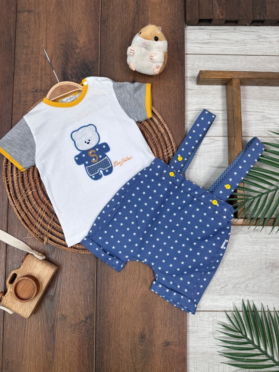 Yazlık Yenidoğan Omuzdan Çıtçıtlı Salopet Tulum 2li Badili Erkek Bebek Takım