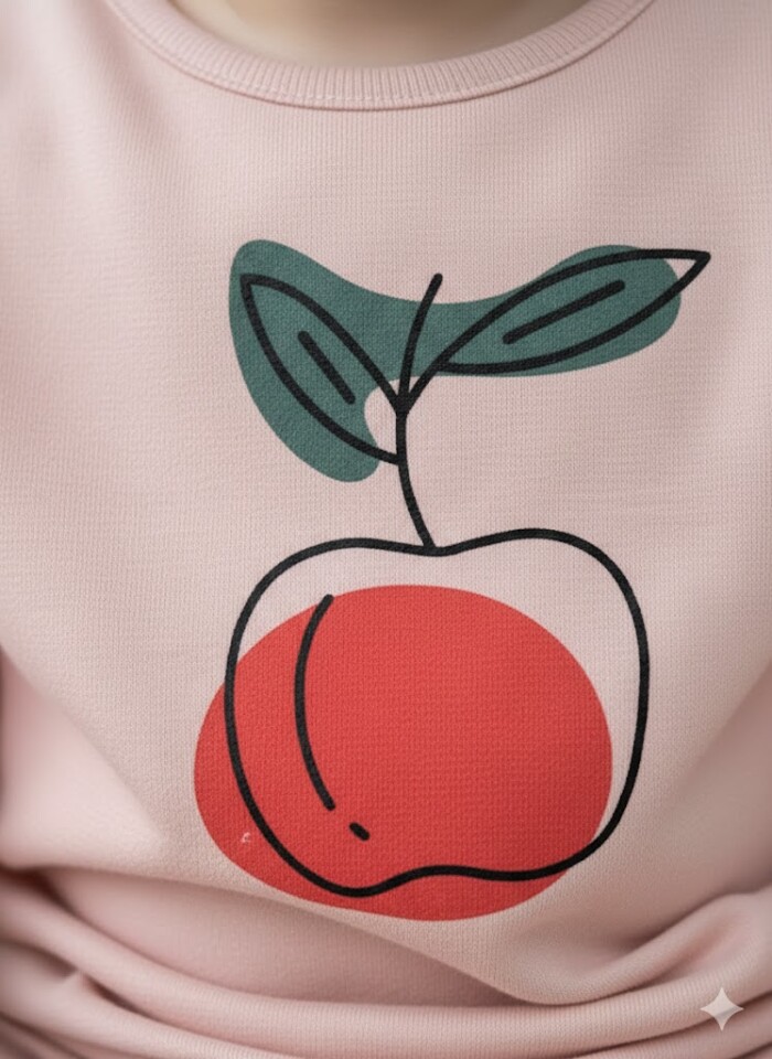 Pamuk Meyve Desenli Kız Bebek 2li Takım