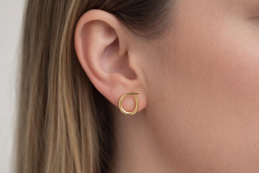 Mini Gold Renk Halka Küpe 46