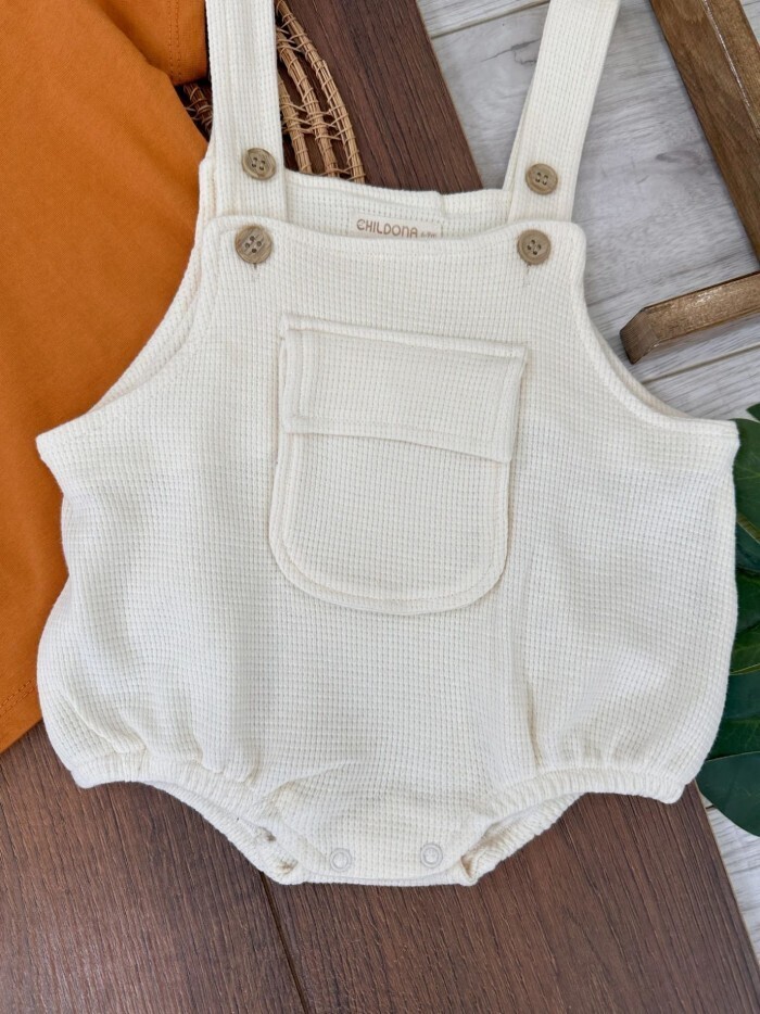 Çıtçıtlı Body Zıbın Pamuklu Cepli 2li Günlük Erkek Bebek Salopet Tulum