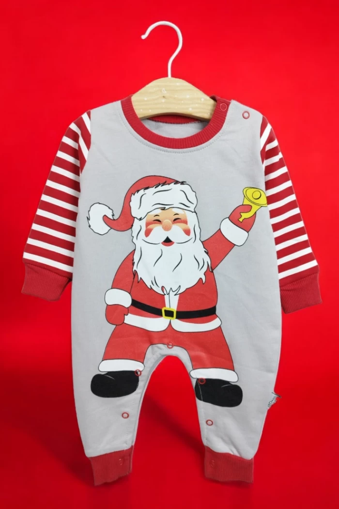 KIRMIZI RENK BİSİKLET YAKA KOLLAR VE PAÇA LASTİKLİ UNISEX ÇOCUK NOEL BABA TULUM