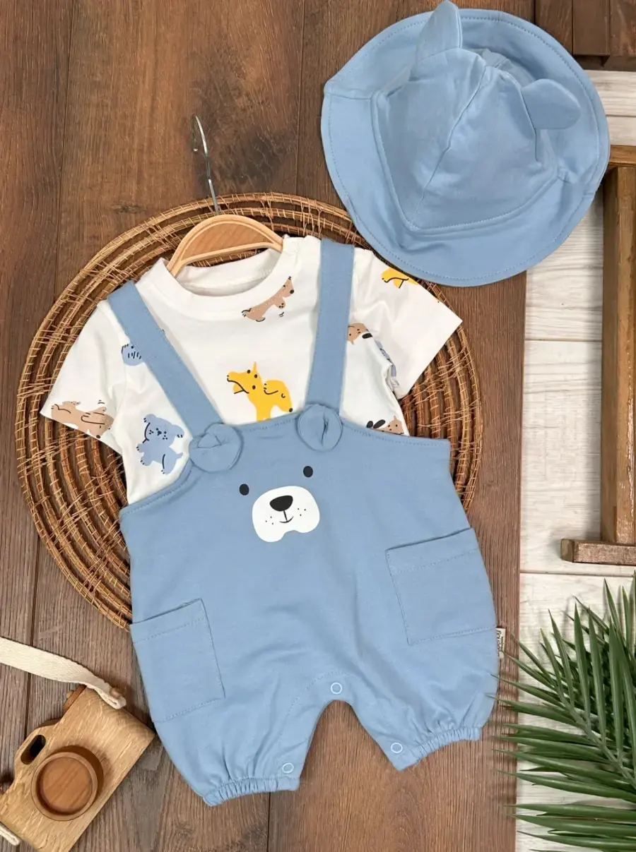 Slopet Tulum Kulaklı Çıtçıtlı Badili Cep Detaylı Erkek Bebek Takım