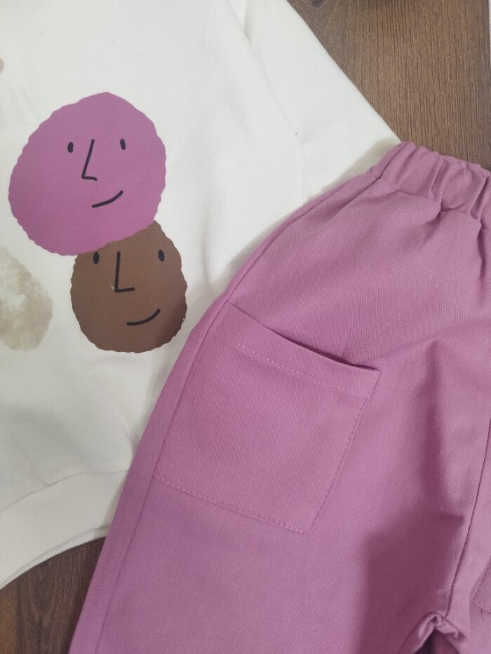 Krem Renk %100 Pamuklu Gabardin Pantolonlu Likralı Cepli Kız Çocuk Takım