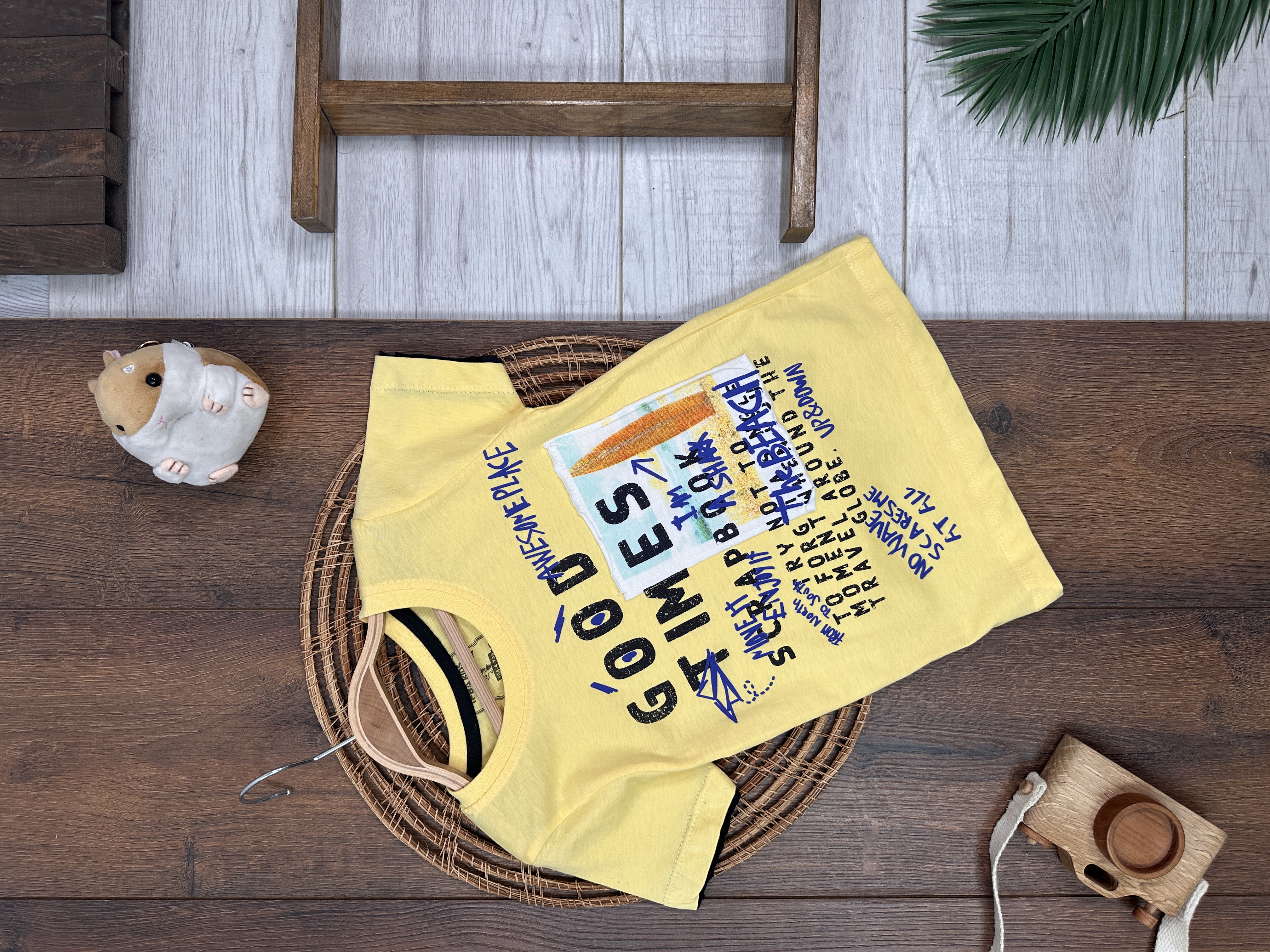 SARI KISA KOLLU ERKEK PAMUKLU ÇOCUK & BEBEK TSHIRT
