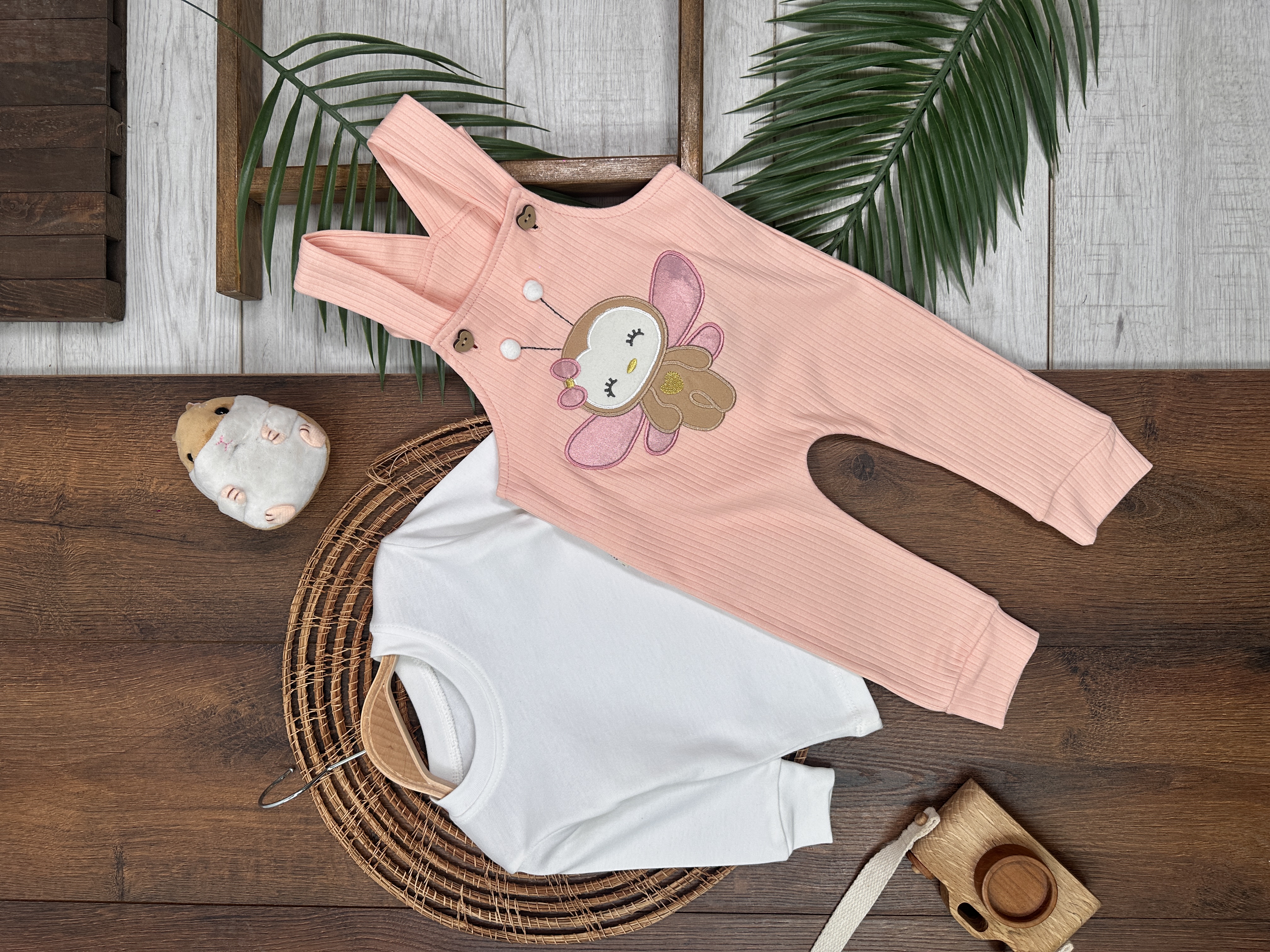 Pembe Renk Kız Bebek & Çocuk Pamuklu 2 Parça Tulum