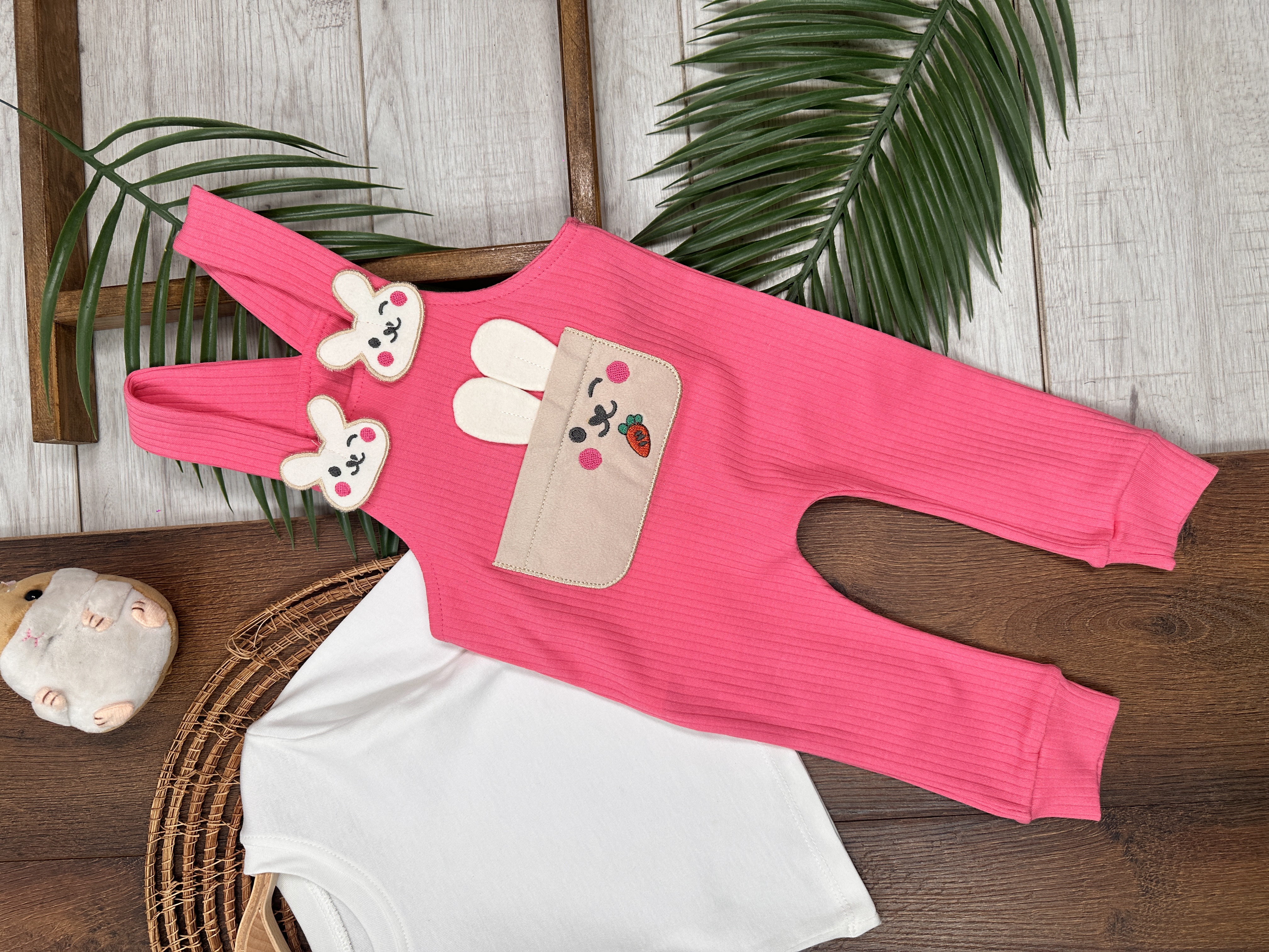 PEMBE KIZ ÇOCUK RAPORLU İNTERLOK KUMAŞ PAMUKLU 2 PARÇA BADİLİ KIZ BEBEK ÇOCUK TULUM
