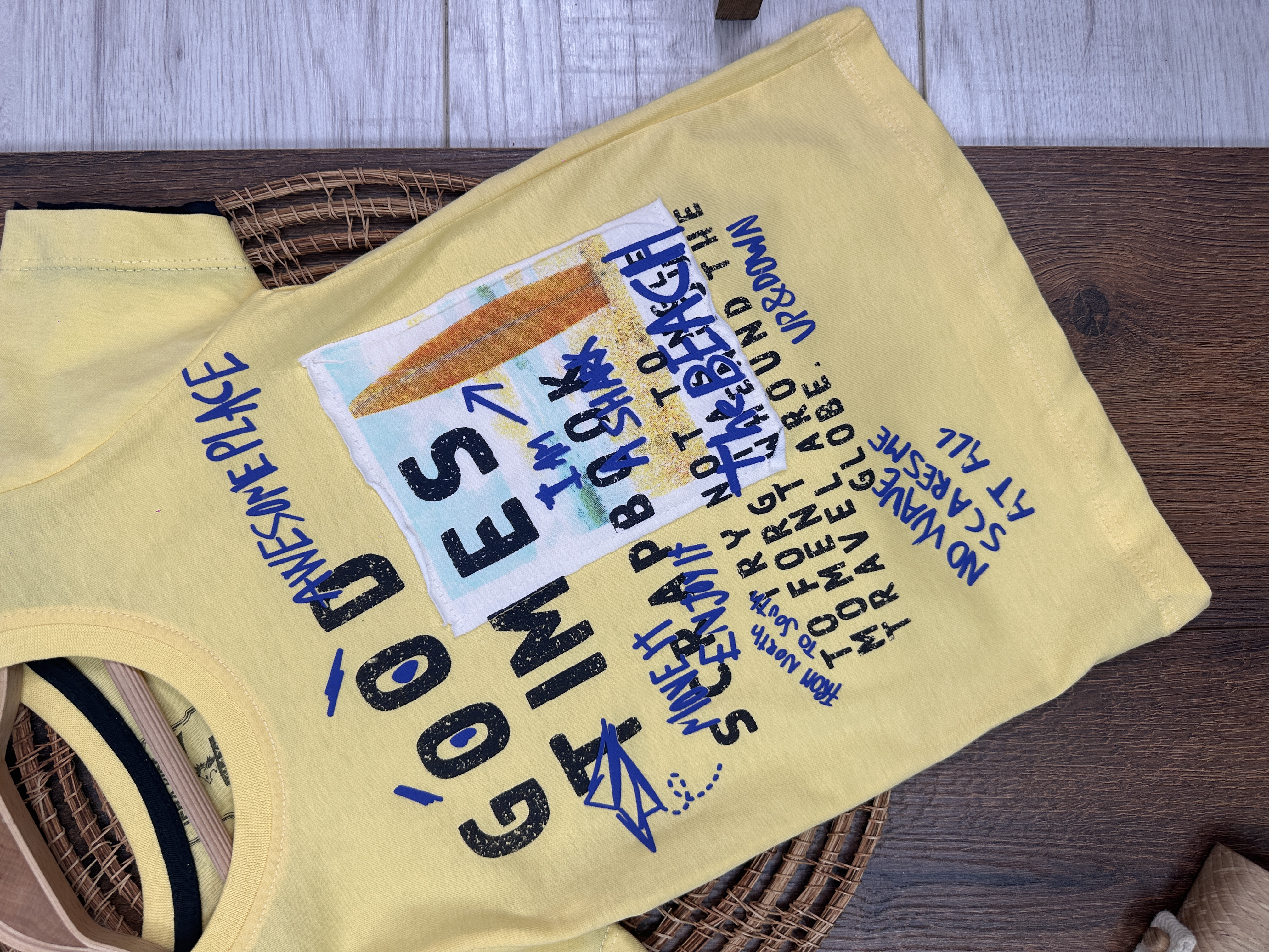 SARI KISA KOLLU ERKEK PAMUKLU ÇOCUK & BEBEK TSHIRT