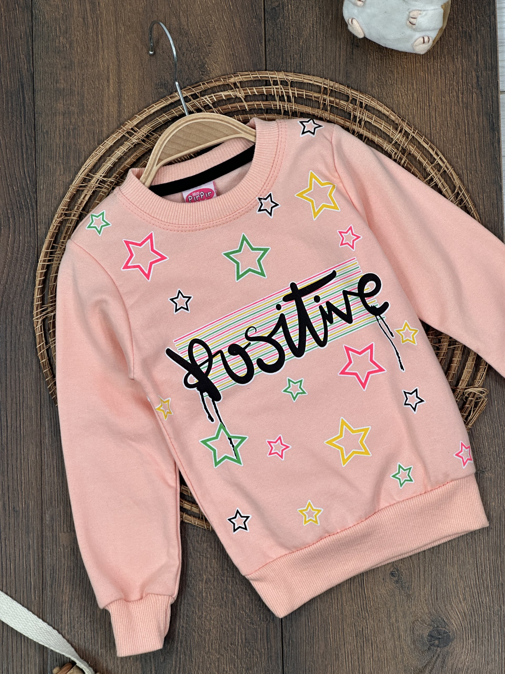 PEMBE RENK POSİTİVE YILDIZ DESENLI MEVSİMLİK SWEATSHIRT