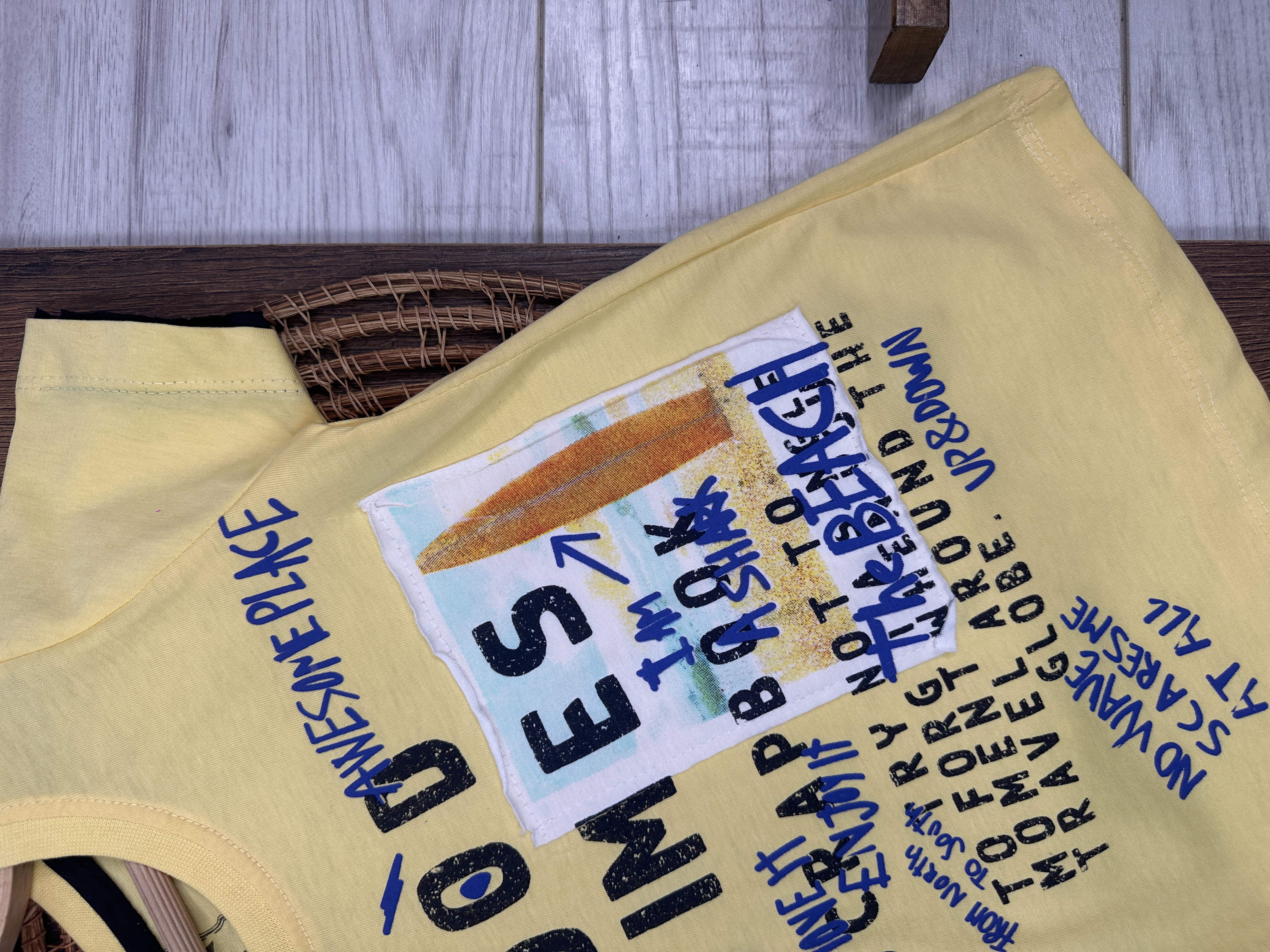 SARI KISA KOLLU ERKEK PAMUKLU ÇOCUK & BEBEK TSHIRT