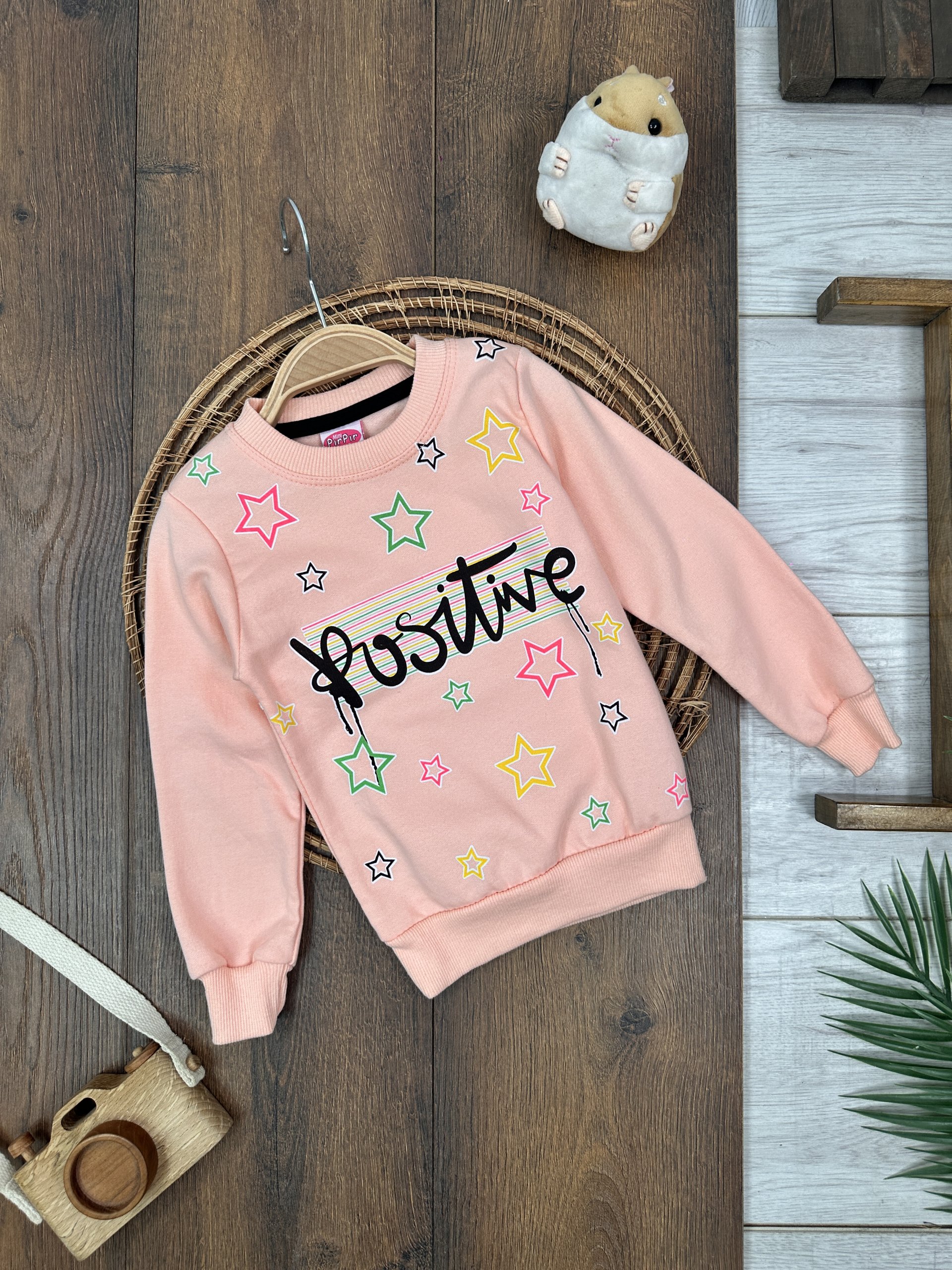 PEMBE RENK POSİTİVE YILDIZ DESENLI MEVSİMLİK SWEATSHIRT