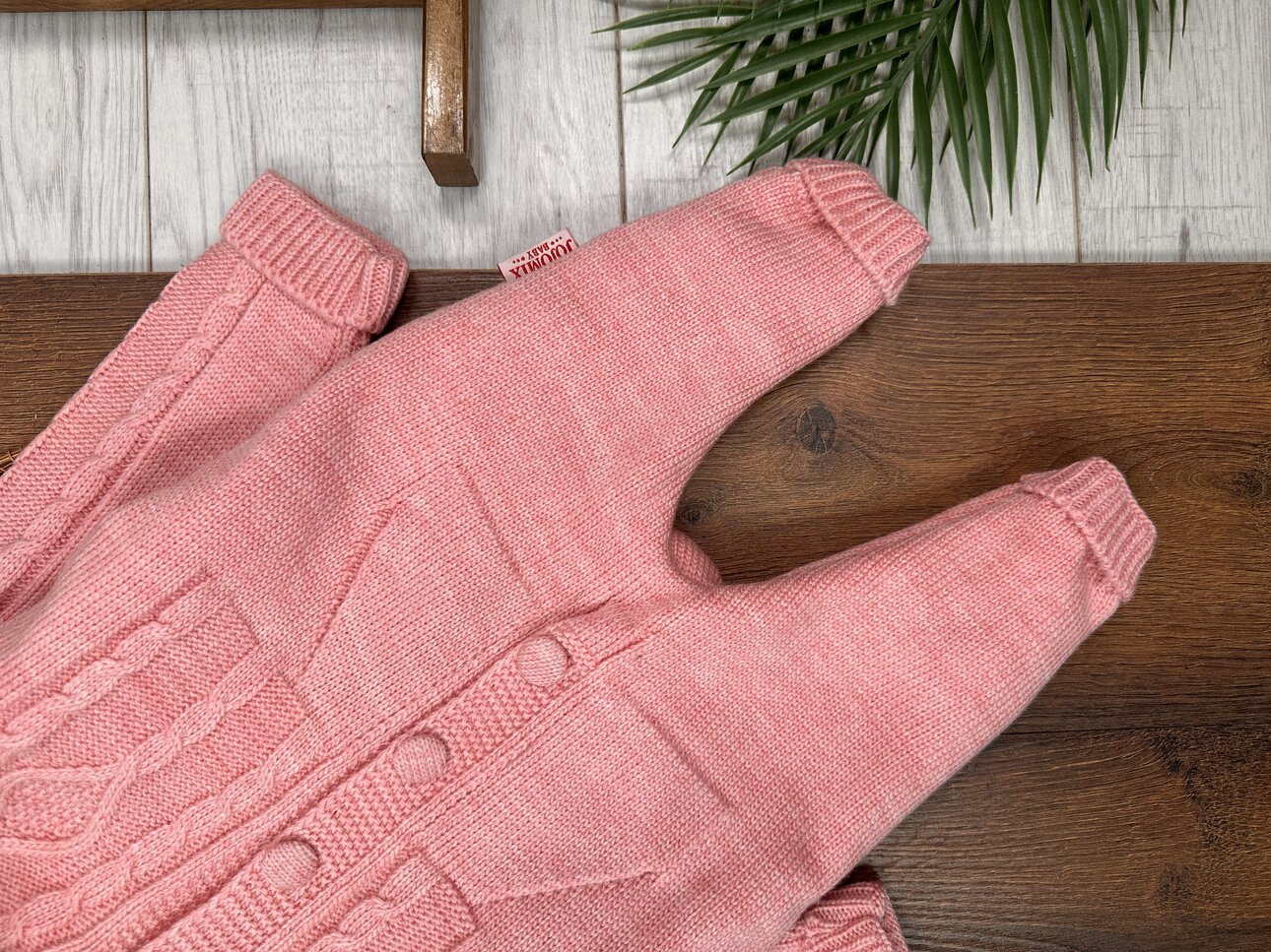 KIZ ÇOCUK PEMBE ÖRGÜLÜ WELSOFTLU KAPİŞONLU DÜĞMELİ PEMBE  PAMUKLU TRİKO TULUM
