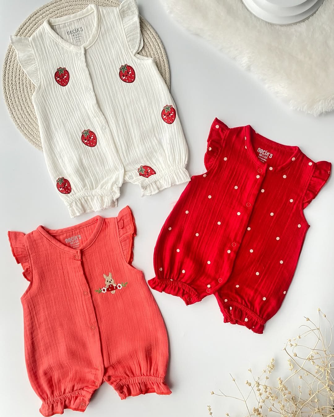 3lu Muslin Kız Bebek Tulum Set