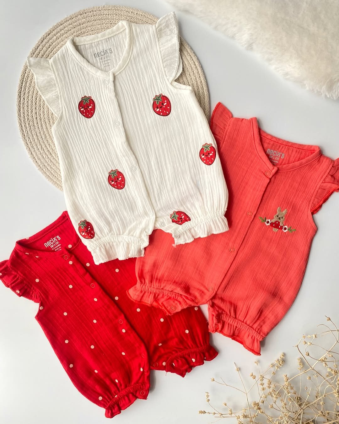 3lu Muslin Kız Bebek Tulum Set