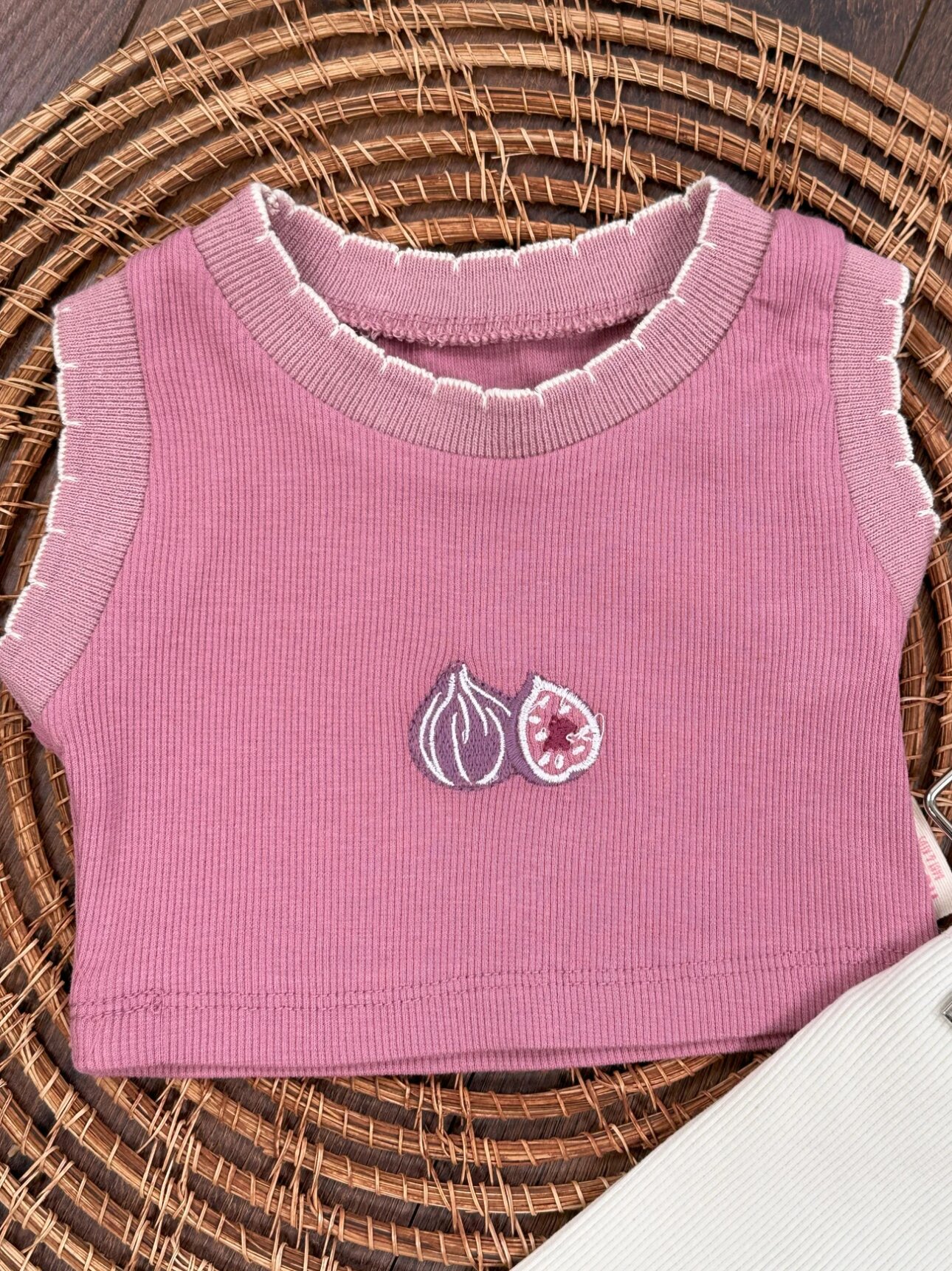 Yazlık Pamuklu Nakışlı Kolsuz Kız Bebek 2li Takım
