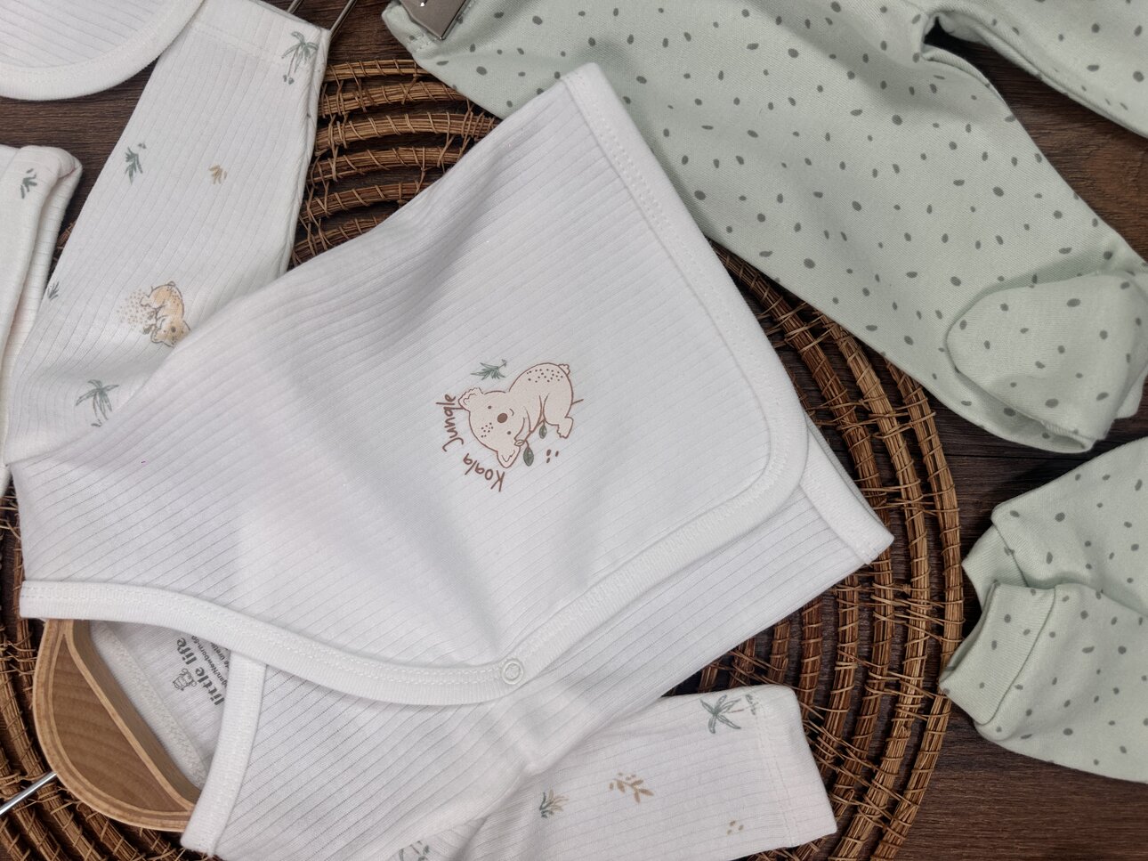 Organik Pamuklu Animal Desenli Kız Bebek 5li Hastane Çıkış Seti