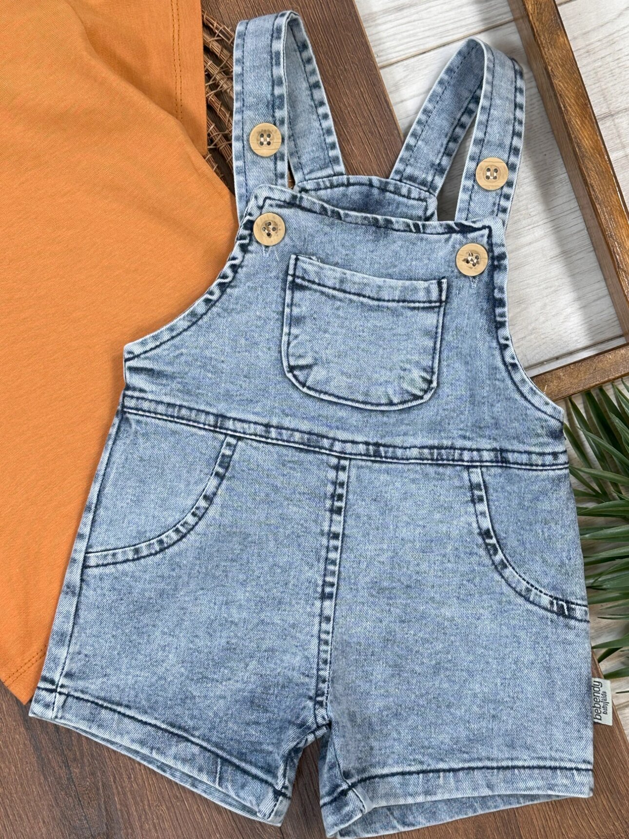Pamuklu Kaliteli Denim Detaylı 2li Erkek Bebek Takım