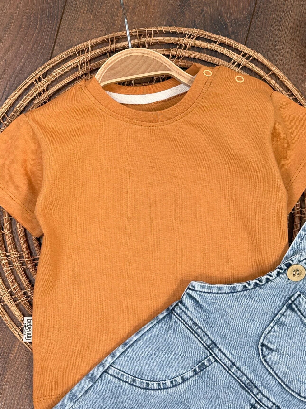 Pamuklu Kaliteli Denim Detaylı 2li Erkek Bebek Takım