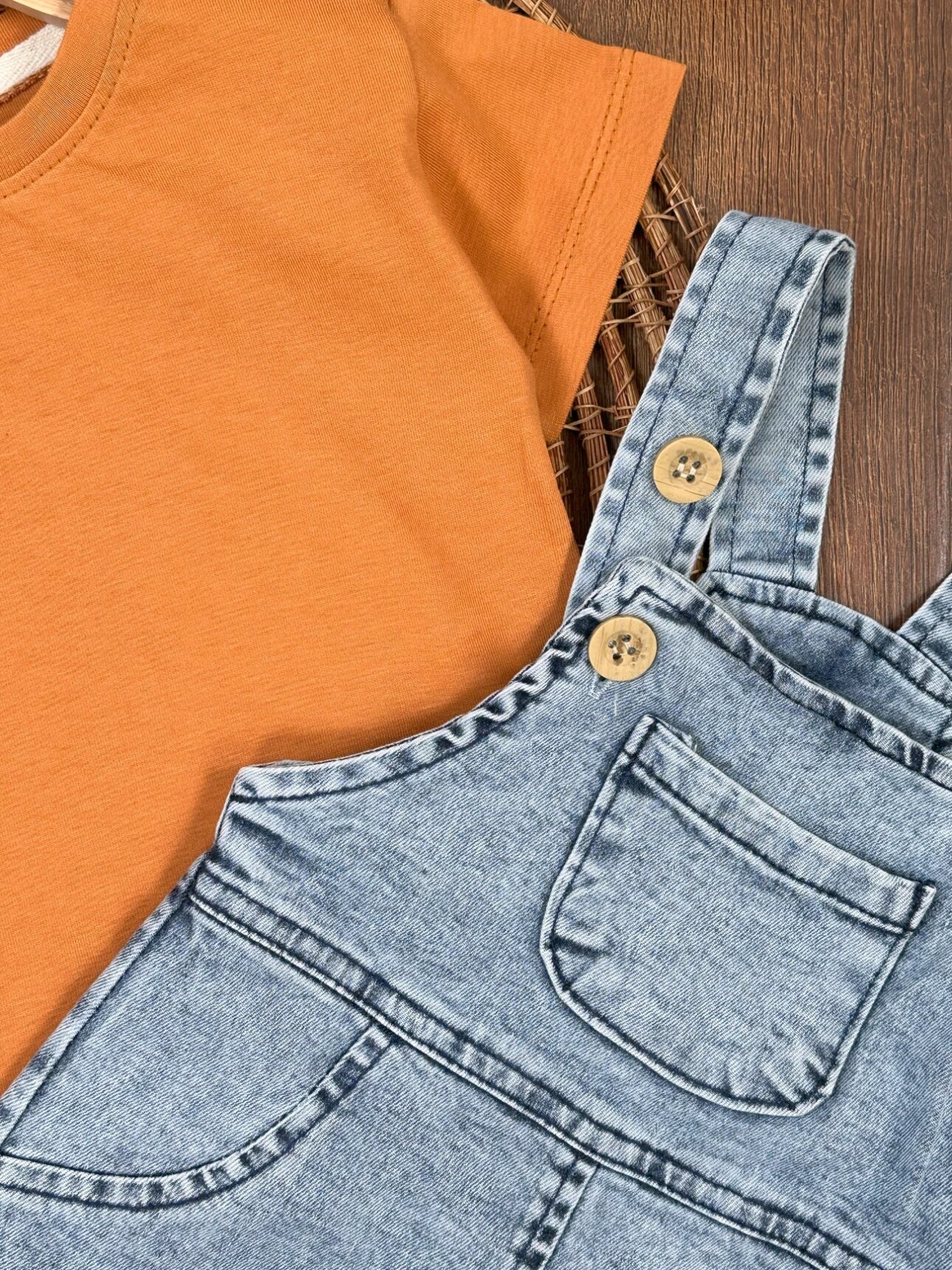 Pamuklu Kaliteli Denim Detaylı 2li Erkek Bebek Takım