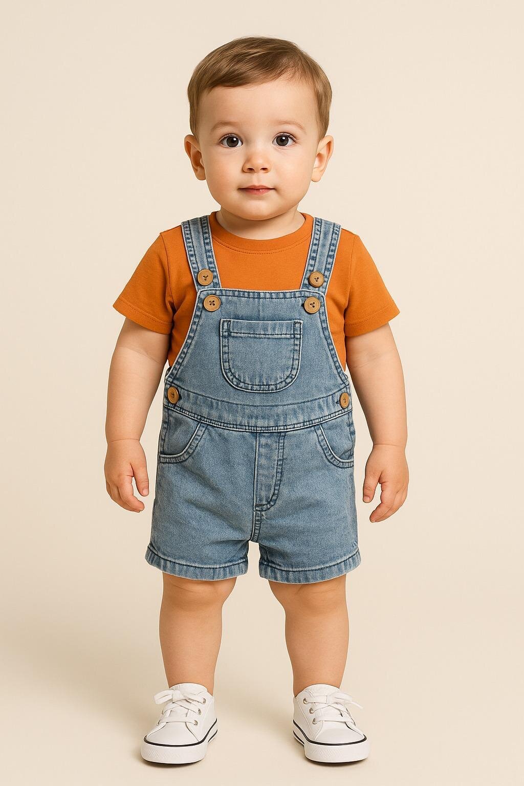 Pamuklu Kaliteli Denim Detaylı 2li Erkek Bebek Takım