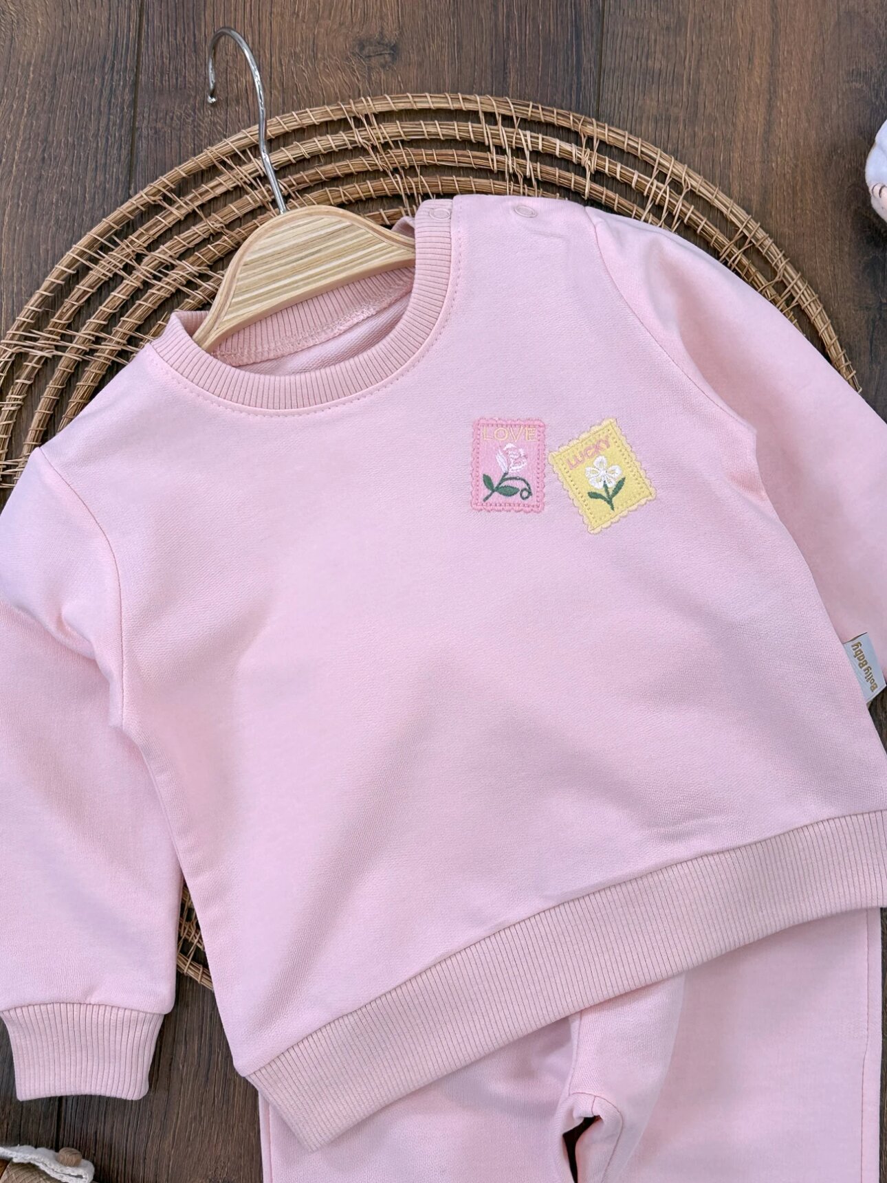 Pamuklu Mevsimlik Omuzdan Çıtçıtlı Bisiklet Yaka Kız Bebek Takım