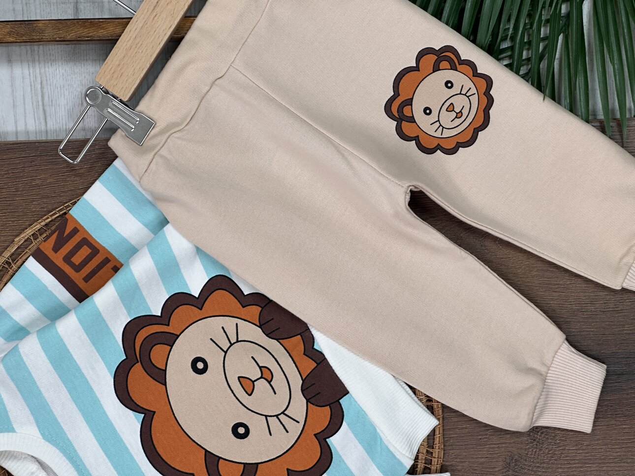 Kışlık Pamuklu Aslan Desenli Erkek Bebek 2li Takım