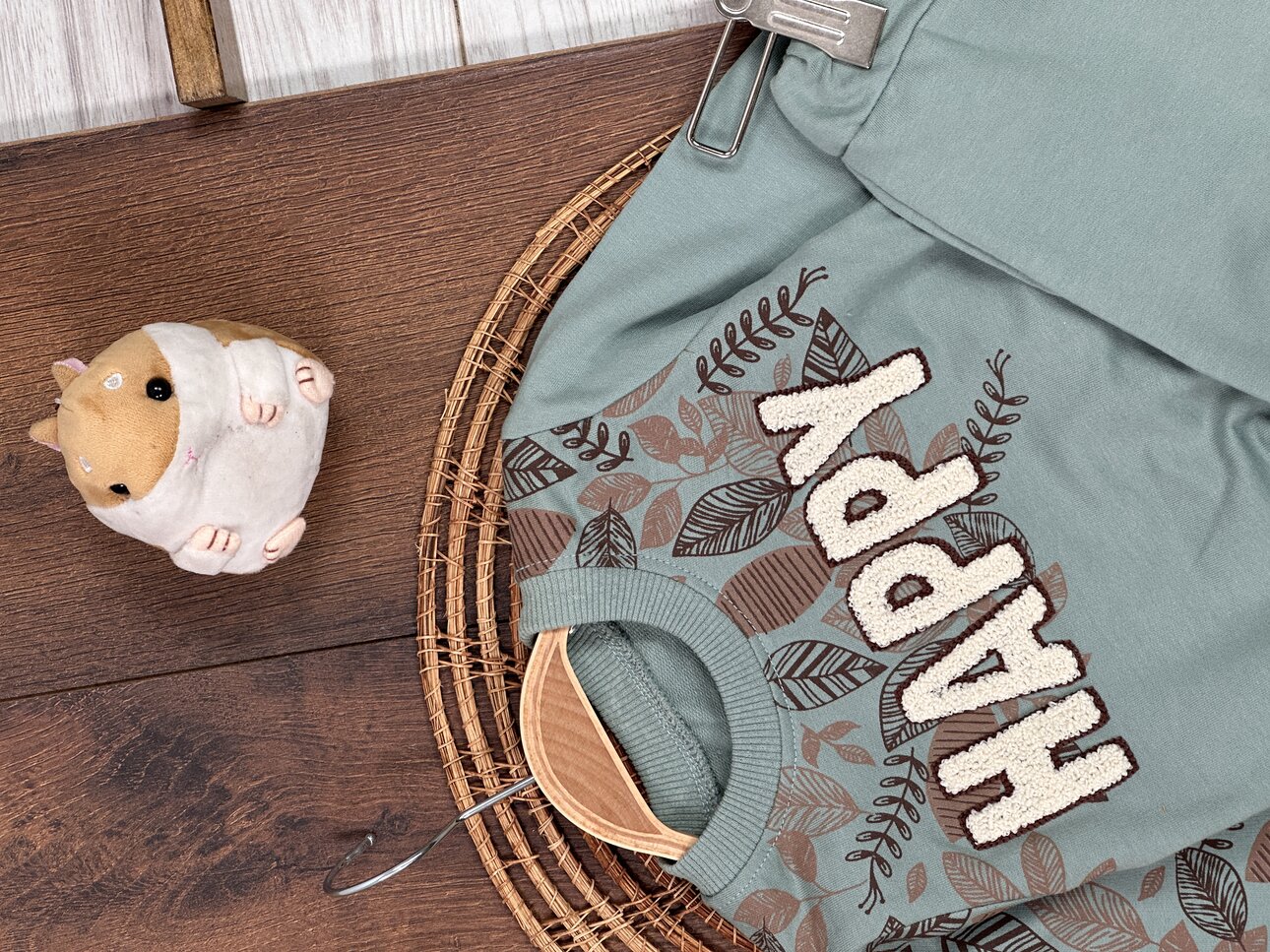 Pamuklu Yaprak Detaylı Mevsimlik 2li Unisex Bebek Takım