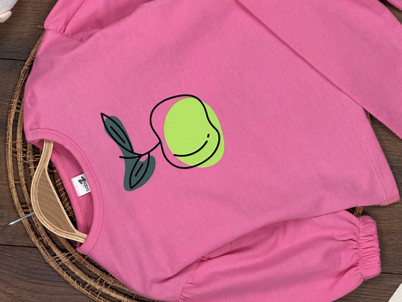Pamuklu Meyve Desenli Pembe 2li Kız Bebek Takım