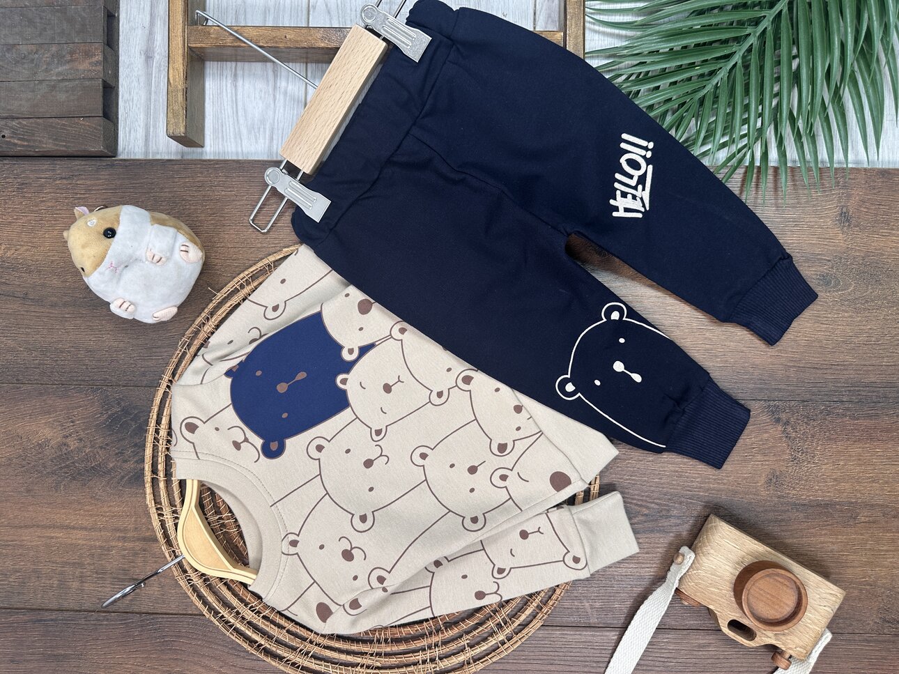 Pamuklu Mevsimlik Bisiklet Yaka 2li Unisex Bebek Takım