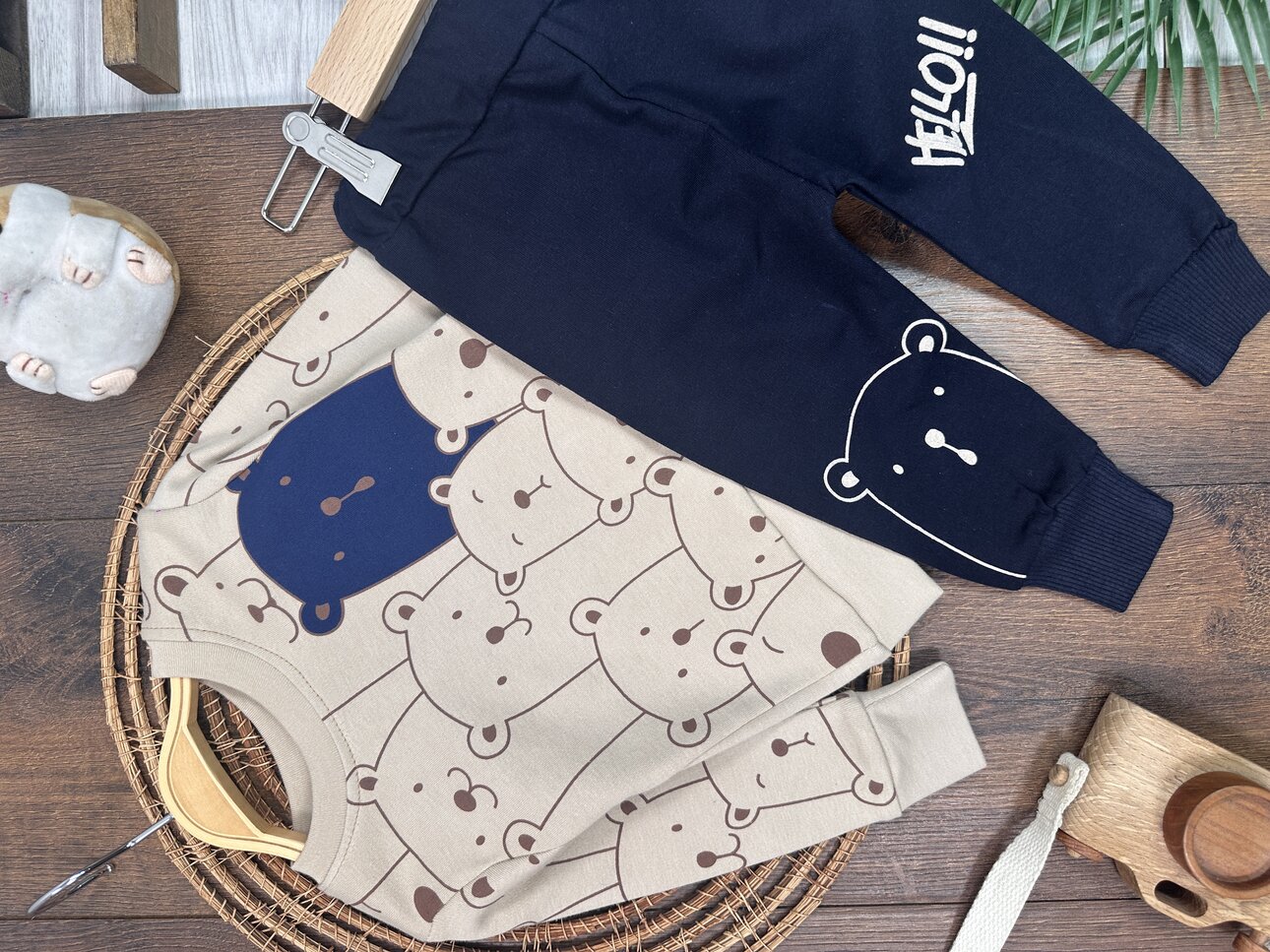 Pamuklu Mevsimlik Bisiklet Yaka 2li Unisex Bebek Takım