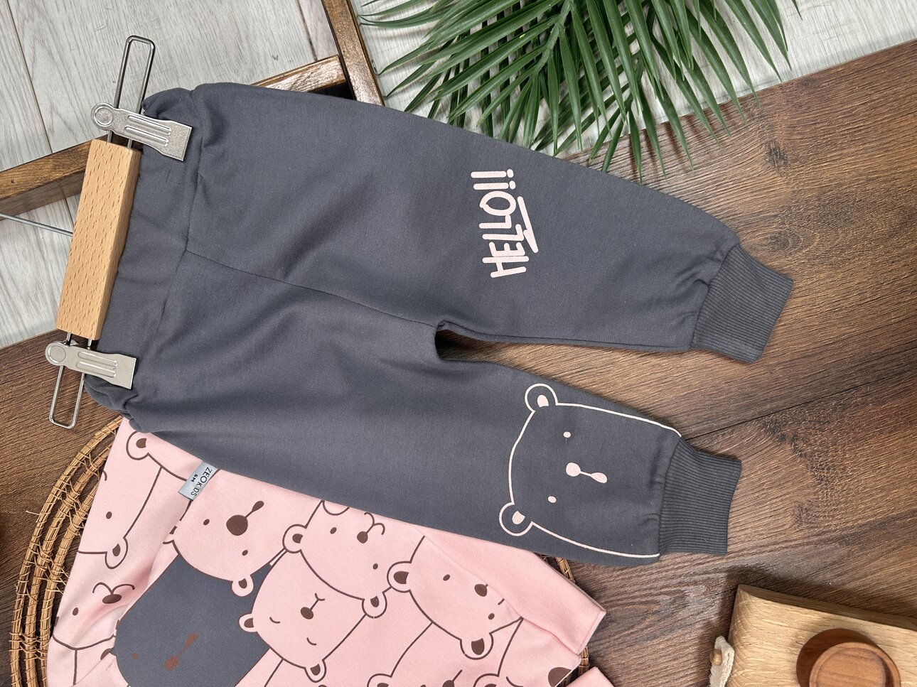 PEMBE BİSİKLET YAKA UZUN KOLLU LASTİKLİ BEL PAÇA KIZ ÇOCUK & BEBEK ALT ÜST TAKIM