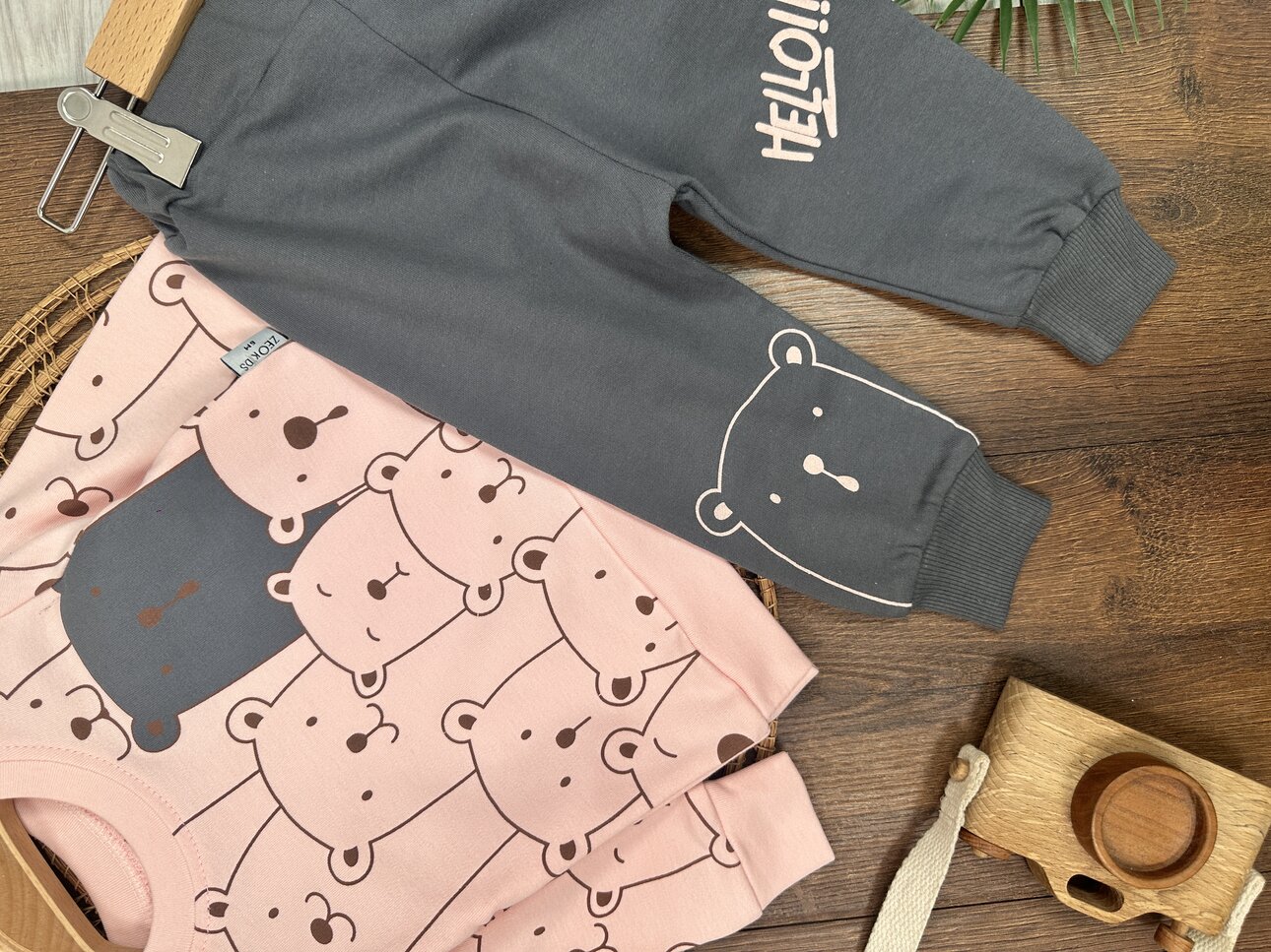 PEMBE BİSİKLET YAKA UZUN KOLLU LASTİKLİ BEL PAÇA KIZ ÇOCUK & BEBEK ALT ÜST TAKIM