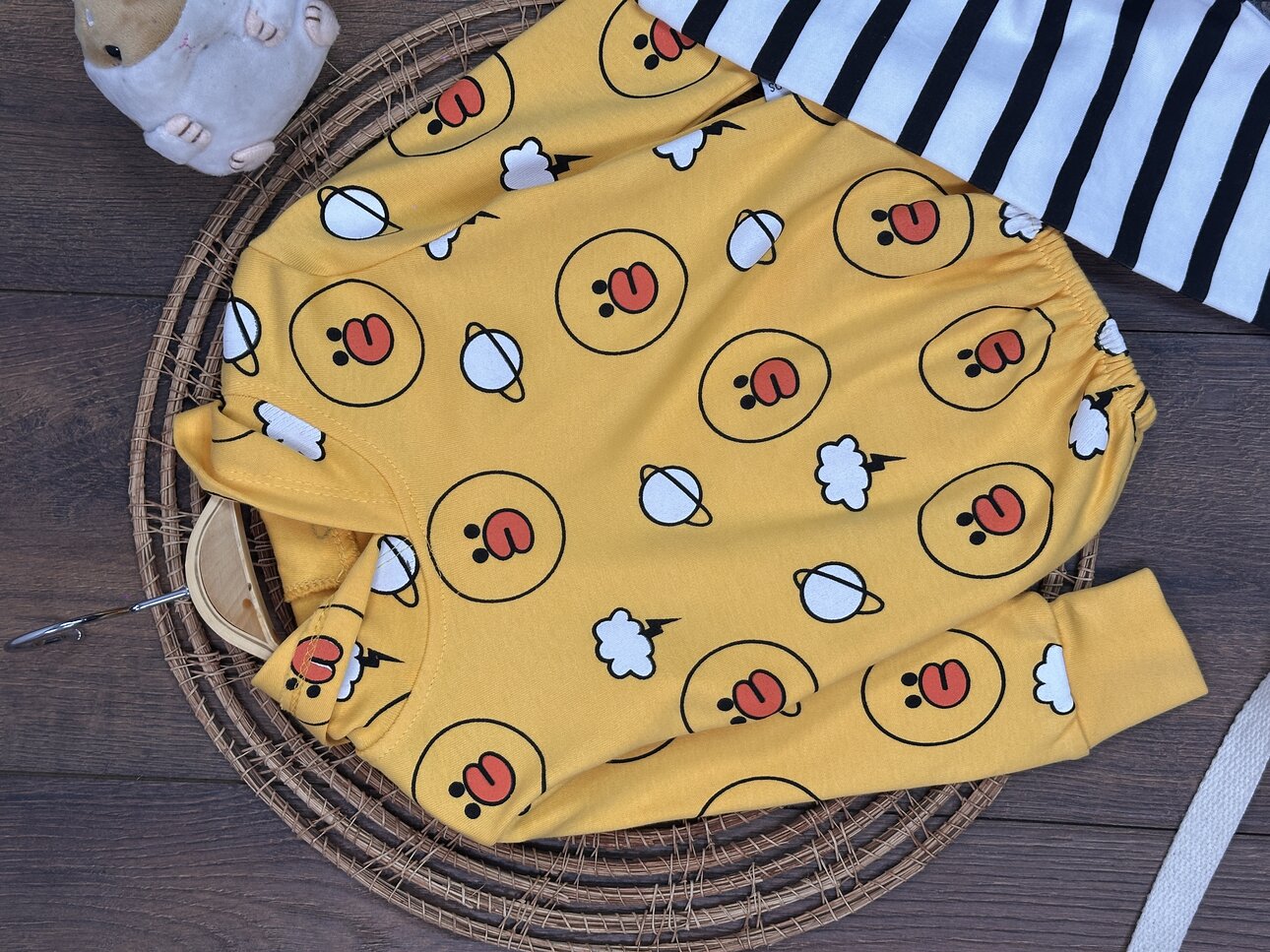 Kışlık Pamuklu Ördek Desenli Kapüşonlu Erkek Çocuk 2li Takım