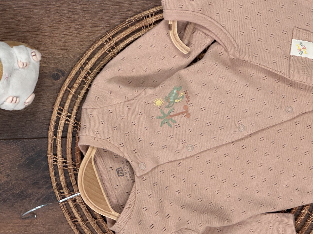 Pamuklu Palmiye Desenli Organik 2li Unisex Bebek Takım