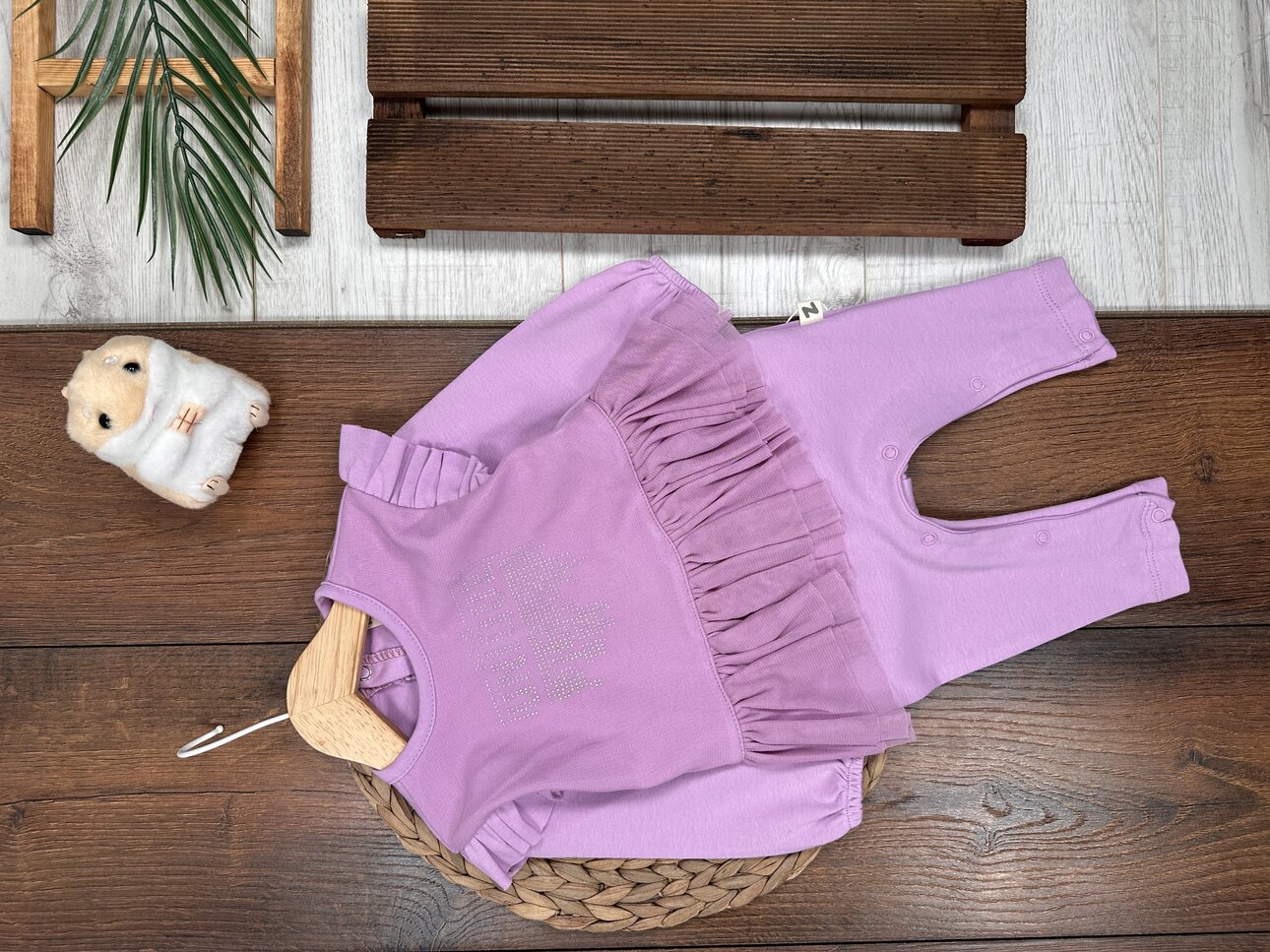 Pamuklu Tütü Detaylı Uzun Kollu Kız Bebek Tulum