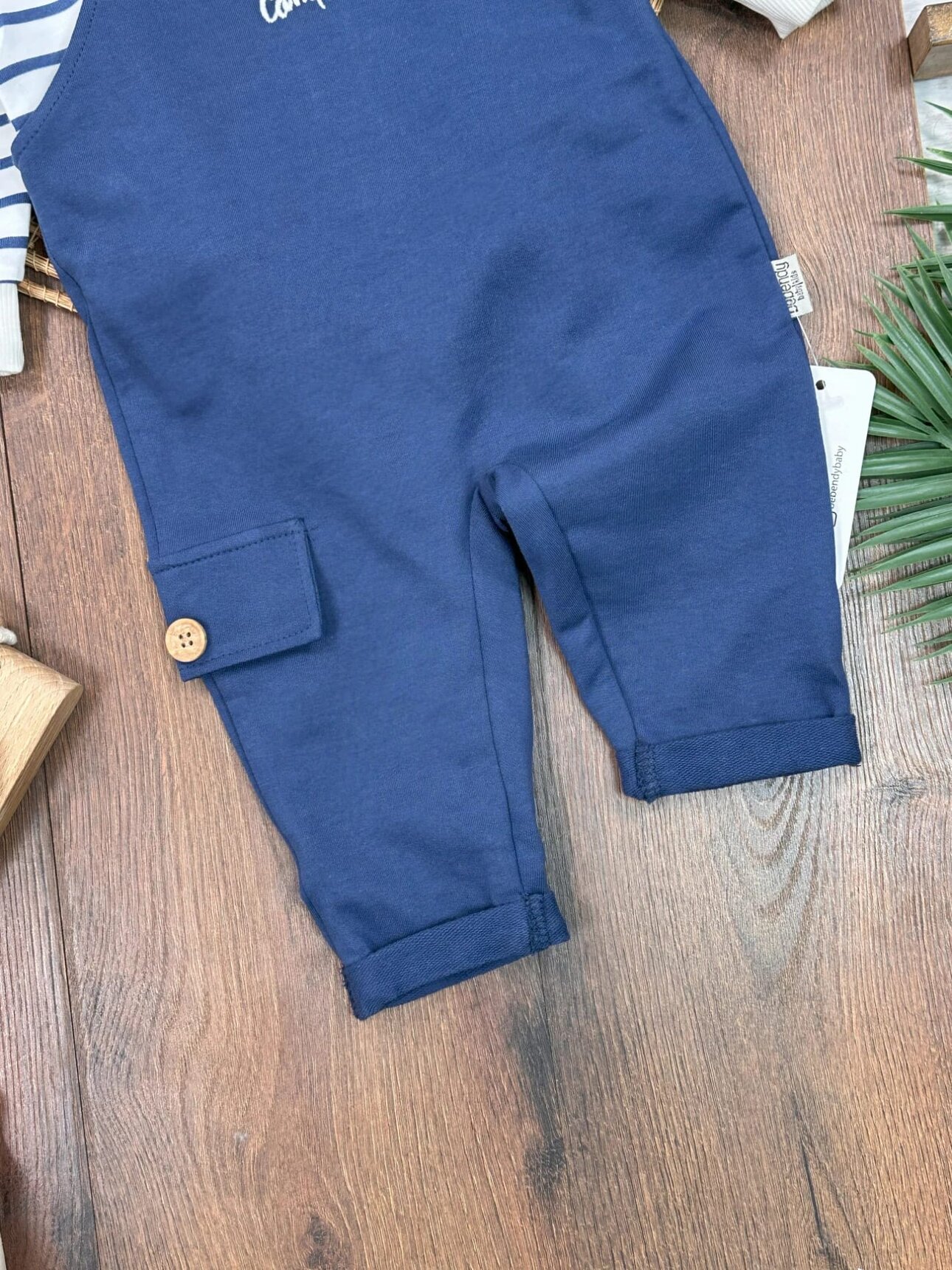 Safari Şapkalı Şeritli Sweatshirt Salopet Erkek Bebek Takım