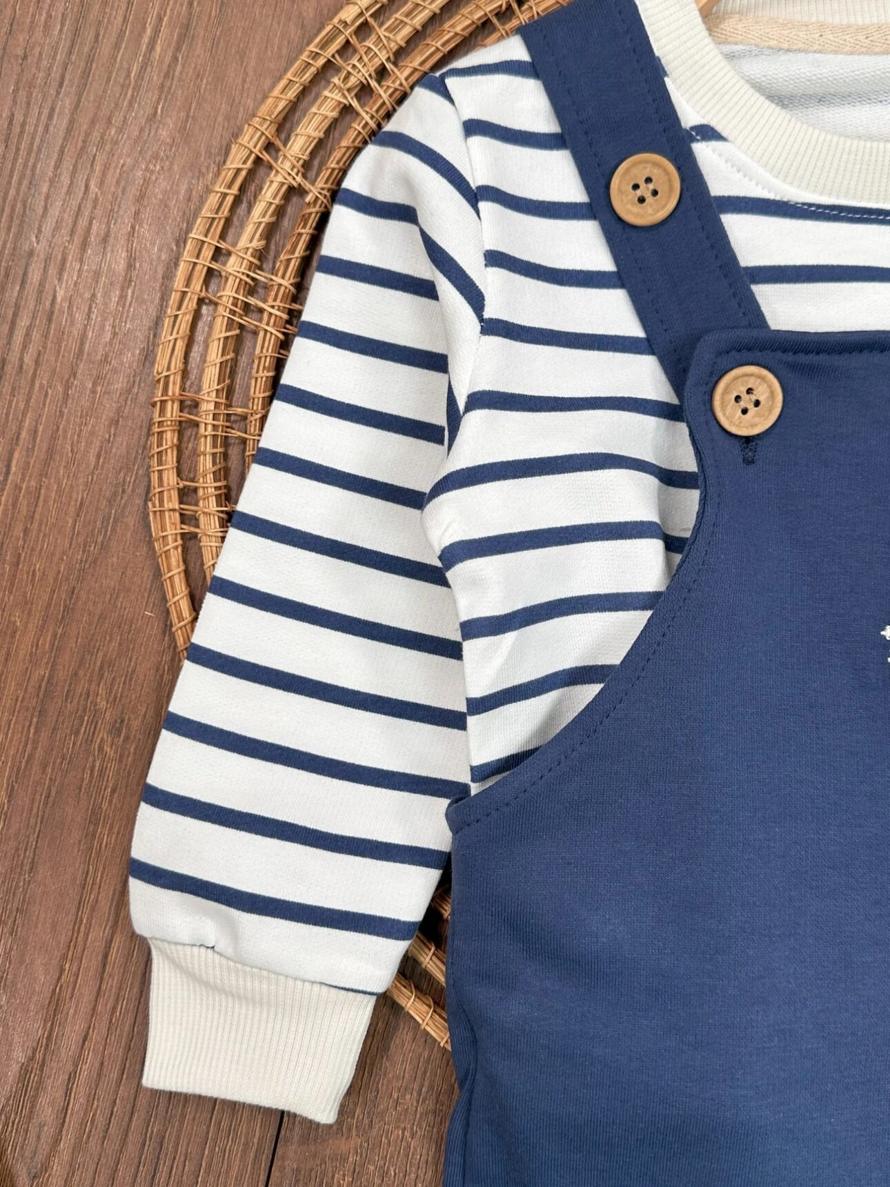 Safari Şapkalı Şeritli Sweatshirt Salopet Erkek Bebek Takım